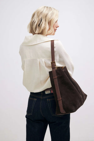 Suede Cabas Tote - Chocolate