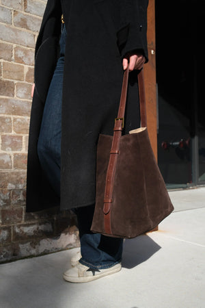 Suede Cabas Tote - Chocolate