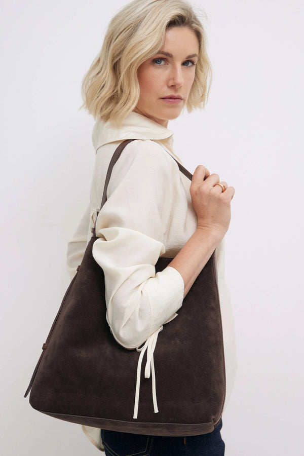 Suede Cabas Tote - Chocolate