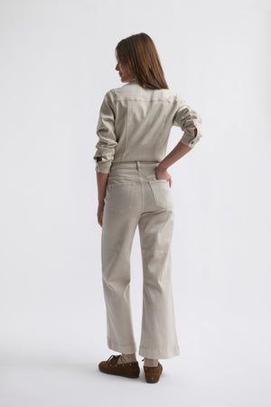 Back view ecom shot of Freya Jean Sand showing back pockets and wide leg silhouette on white background