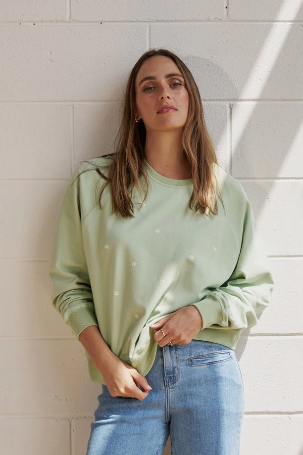Patti Sweatshirt Daisy - Grape Green