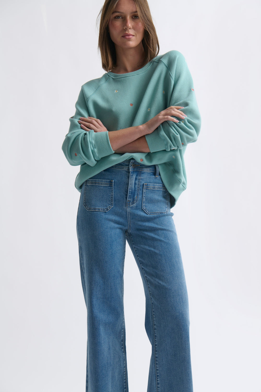 Patti Sweatshirt - Daisy/Mint Green