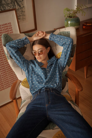 Tamara Shirt - Denim Flower