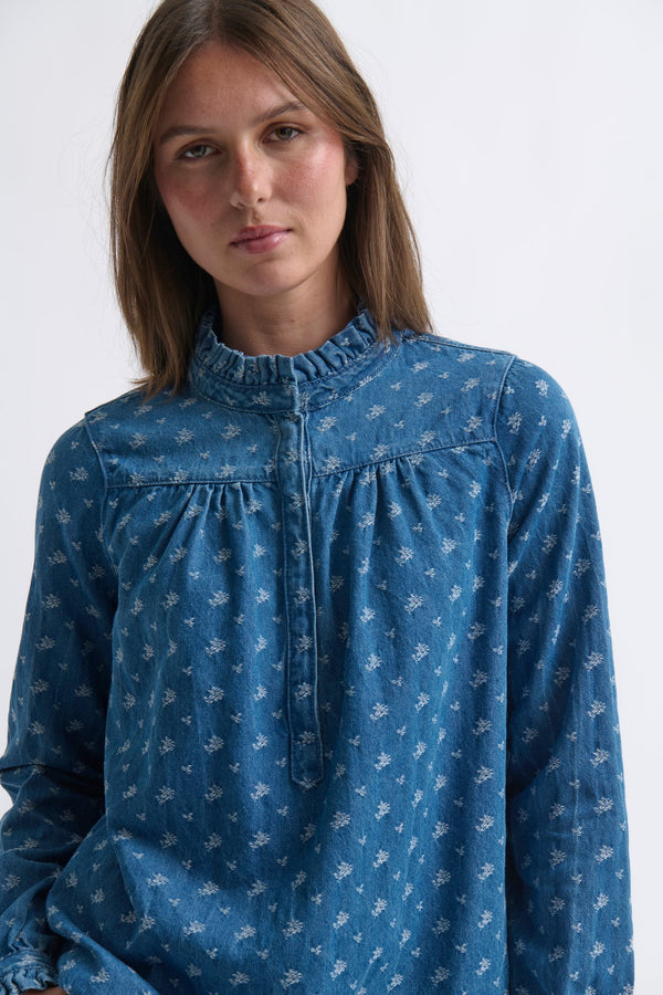 Tamara Shirt - Denim Flower