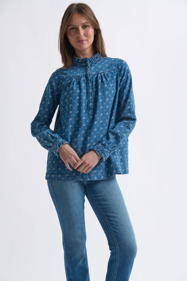 Tamara Shirt - Denim Flower