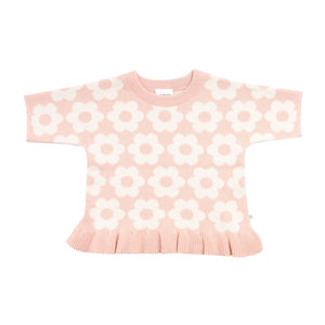 Jacquard Knit Frill Tee - Pearl