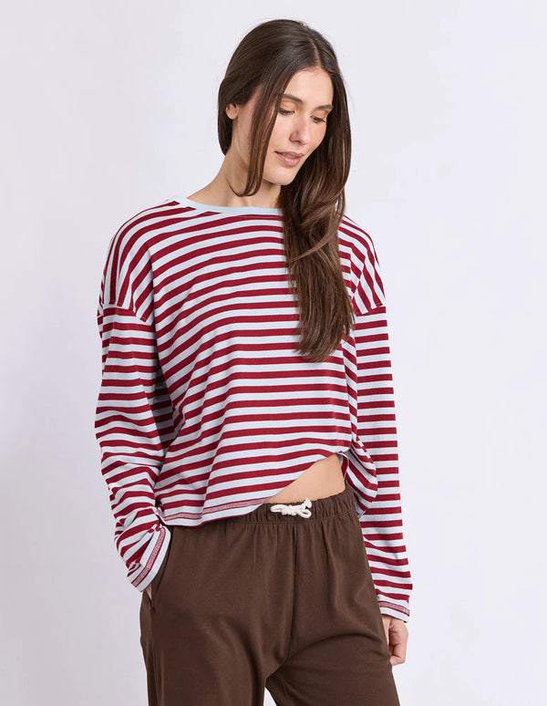 Lola Stripe Long Sleeve - Burgundy/Light Blue