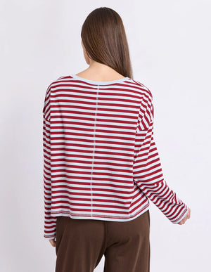 Lola Stripe Long Sleeve - Burgundy/Light Blue