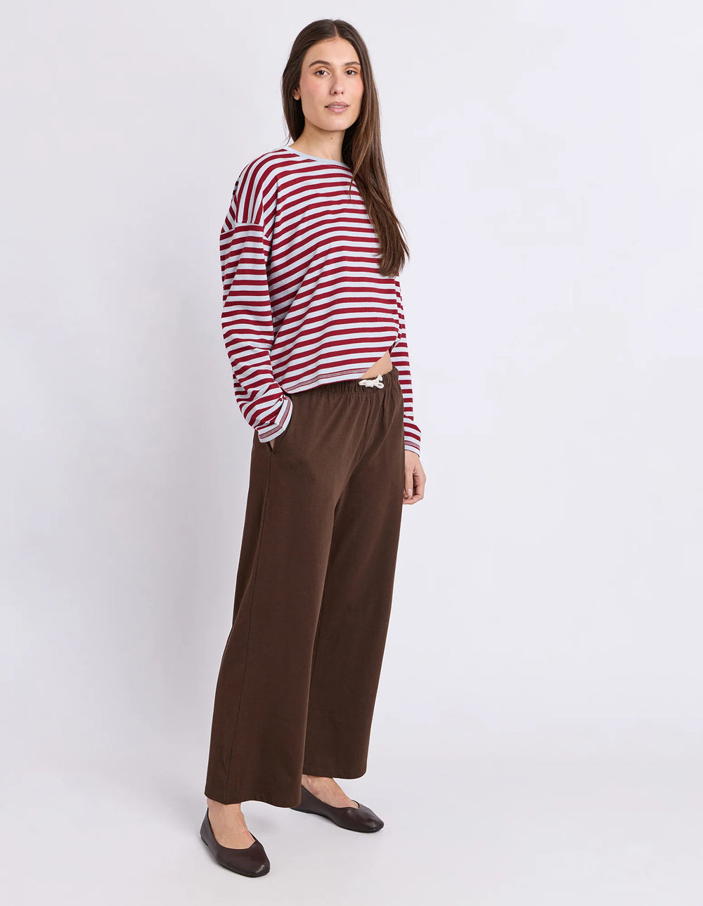 Lola Stripe Long Sleeve - Burgundy/Light Blue