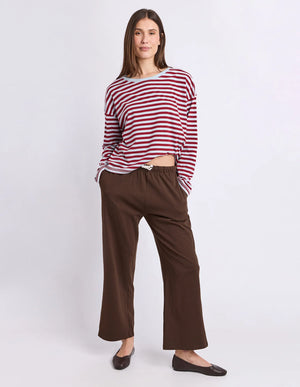 Lola Stripe Long Sleeve - Burgundy/Light Blue