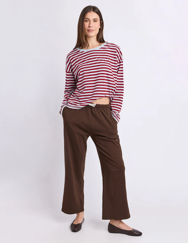 Lola Stripe Long Sleeve - Burgundy/Light Blue