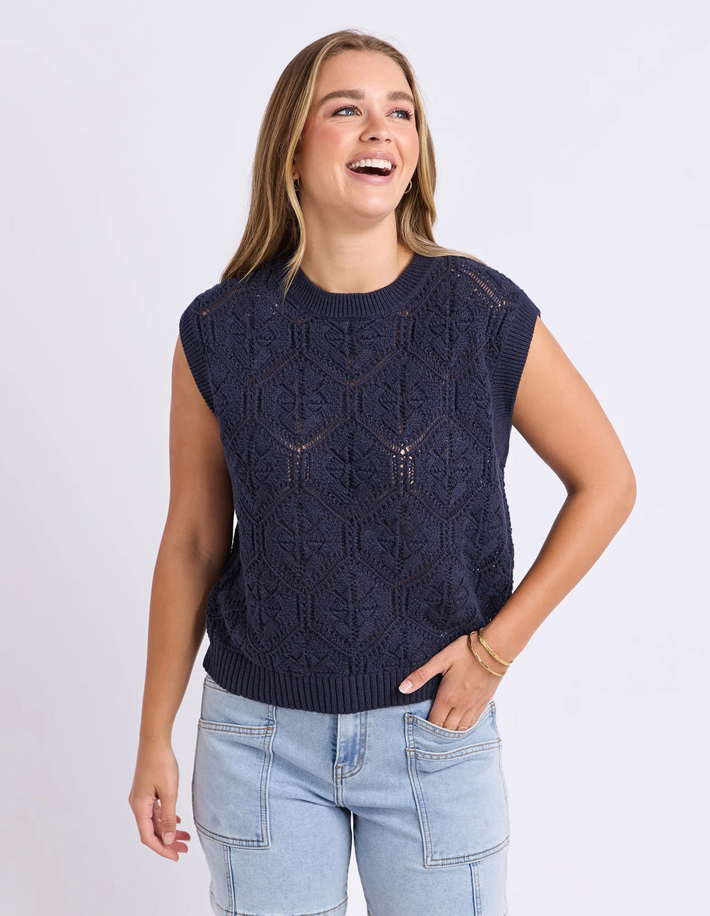 Luna Knit Vest - Navy