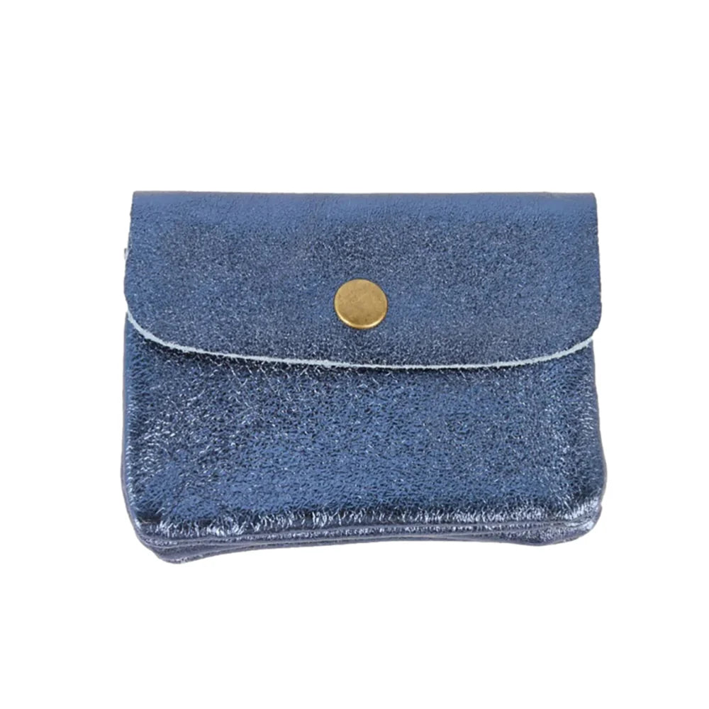 Coin Purse Metallic Blue Jeans