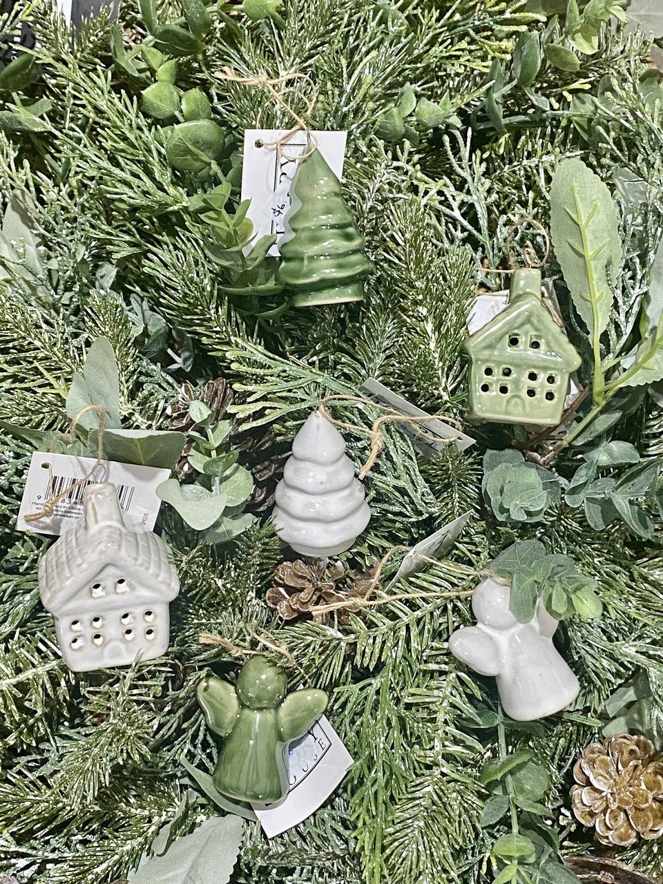 Hanging Angel - Green: glazed green ceramic angel ornament