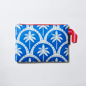 Large Zip Pouch - Blue Palm
