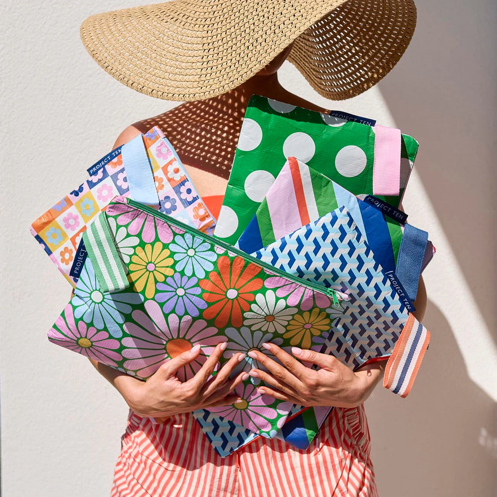 Large Zip Pouch - Square Garden