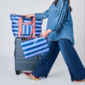 Zip Medium Tote - Blue Stripe