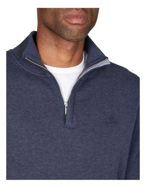 Sacker Rib Half Zip Sweater - Dark Indigo Melange