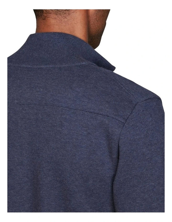 Sacker Rib Half Zip Sweater - Dark Indigo Melange