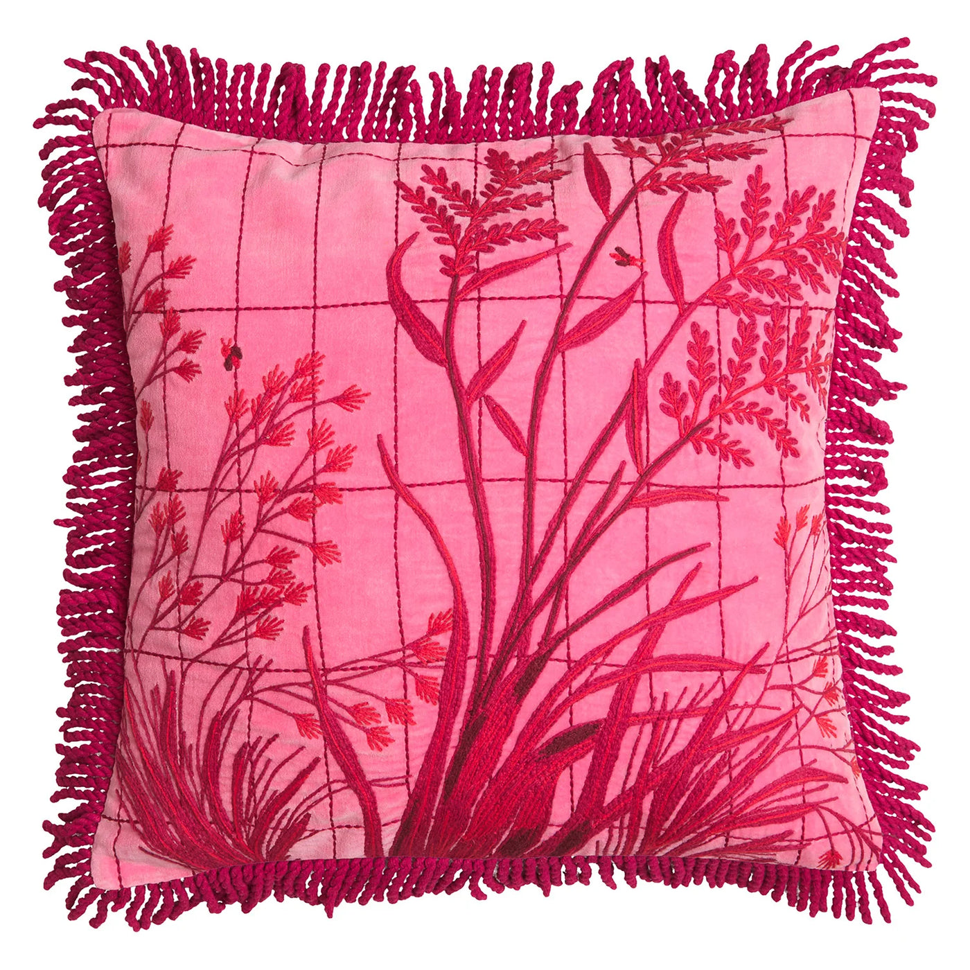 Adelyn Embroidered Cushion - Cosmo Pink