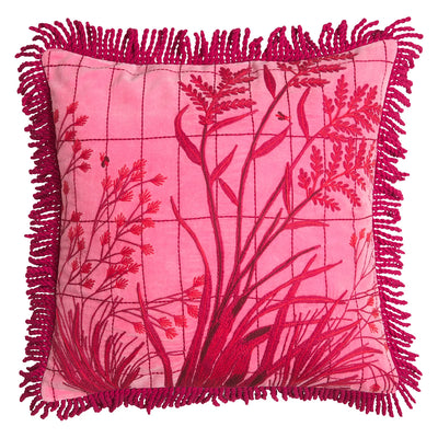 Adelyn Embroidered Cushion - Cosmo Pink