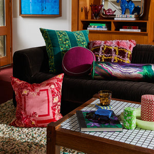 Agata Velvet Cushion - Verdant