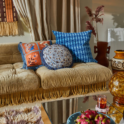 Amata Velvet Cushion - Blue Jean