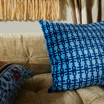 Amata Velvet Cushion - Blue Jean