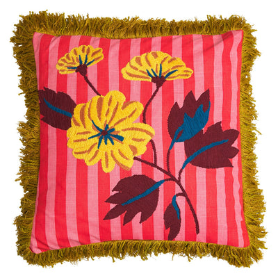 Annette Embroidered Cushion - Cosmo Pink