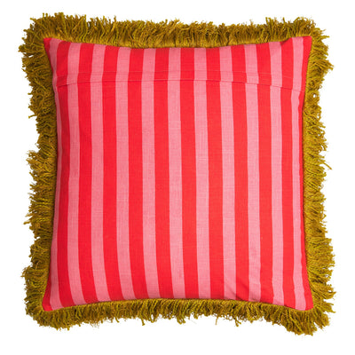 Annette Embroidered Cushion - Cosmo Pink back details