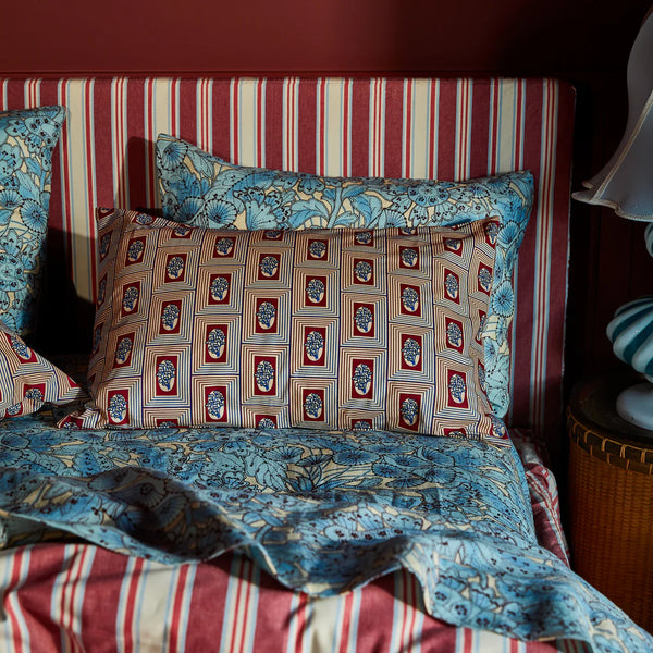 Antonella Cotton Pillow Case Set - Crimson
