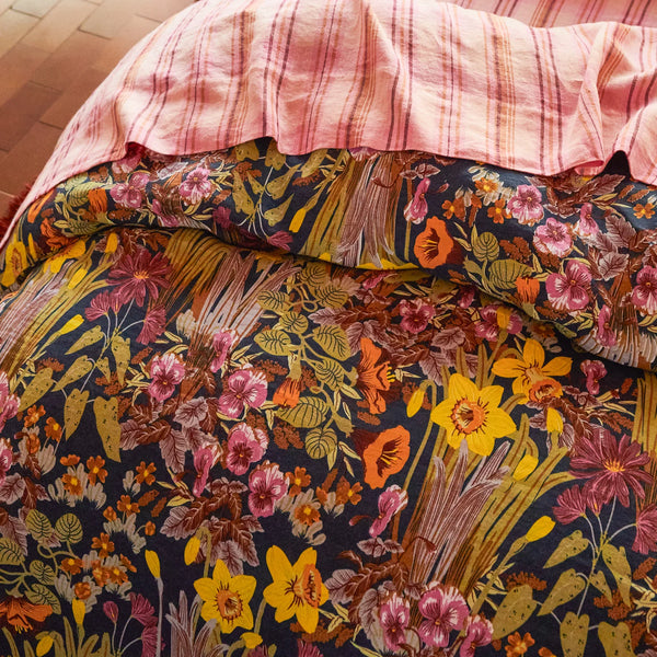 Babette Linen Quilt Cover - Ink
