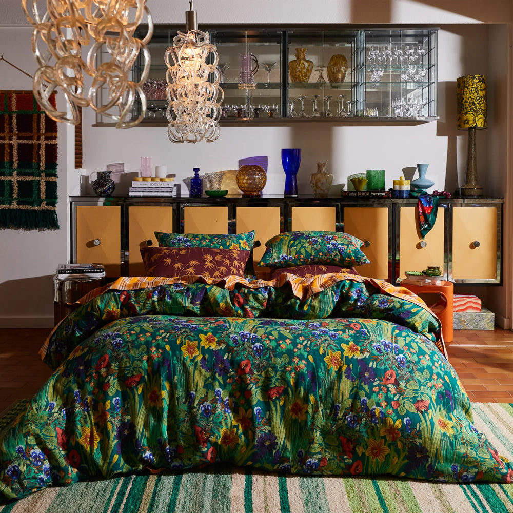Babette Linen Quilt Cover - Verdant