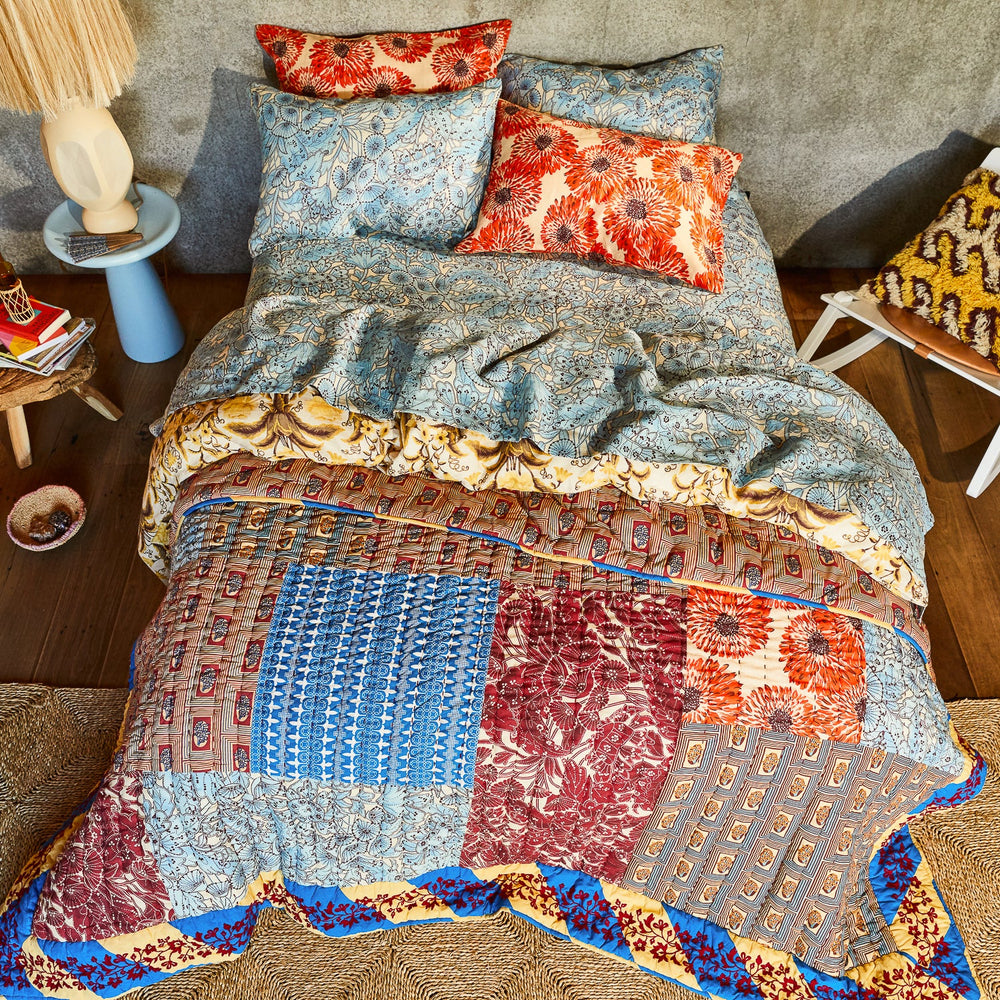 Clarice Patchwork Bedcover - Azure