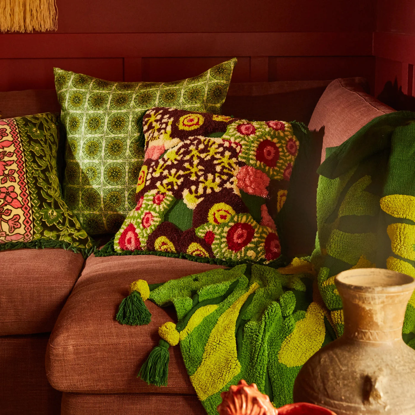 Cora Tufted Cushion - Kelp