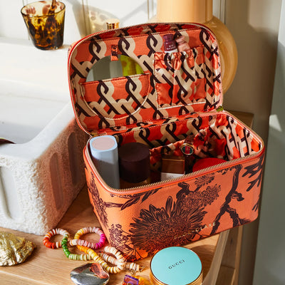 Delphine Large Vanity Case - Vivid Coral