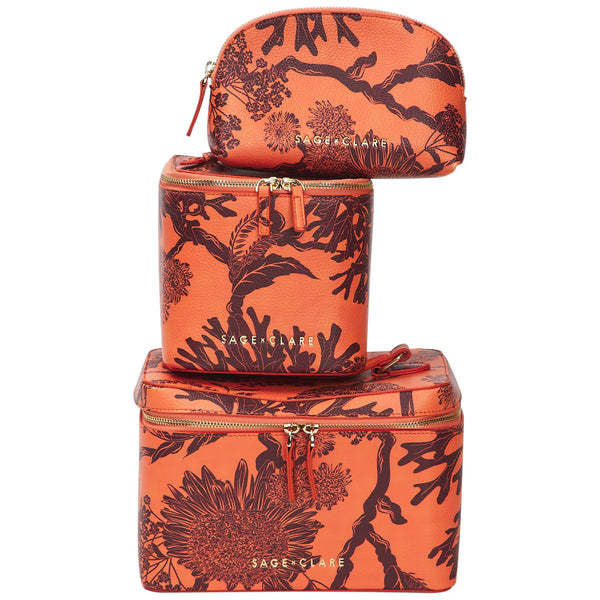 Delphine Small Vanity Case - Vivid Coral