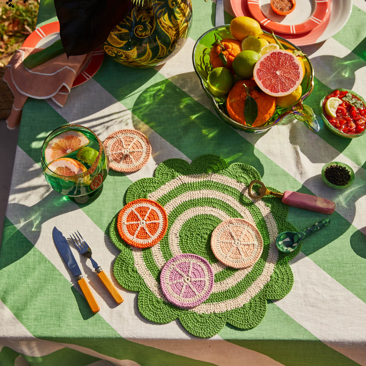 Fruitvale Crochet Coaster Set - Dahlia