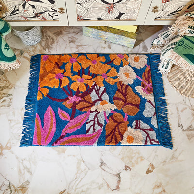 bathroom tiled floor with Genevieve Bath Mat - Capri