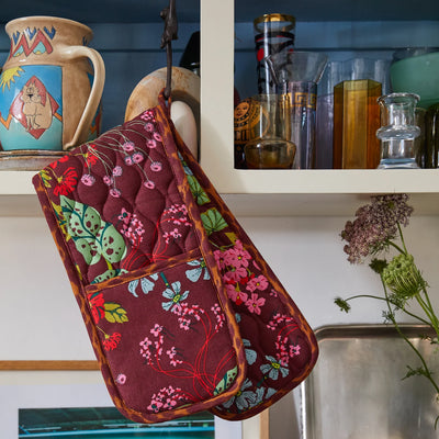 Genevieve Double Oven Mitt hang in the cabinet
