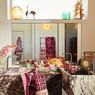 bathroom Gigi Bath Range - Cosmo Pink placed in vanity 