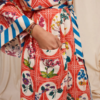woman inside the pocket of Gigi Cotton Bath Robe pocket