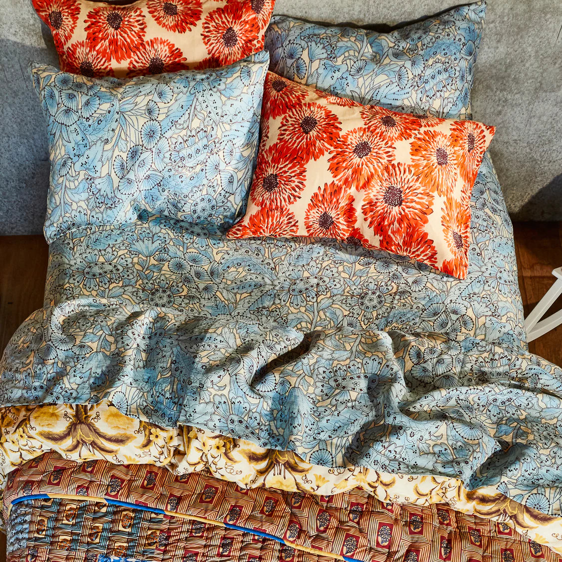 Isabella Linen Pillowcase Set - Flame