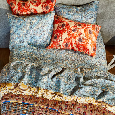 Isabella Linen Pillowcase Set - Flame