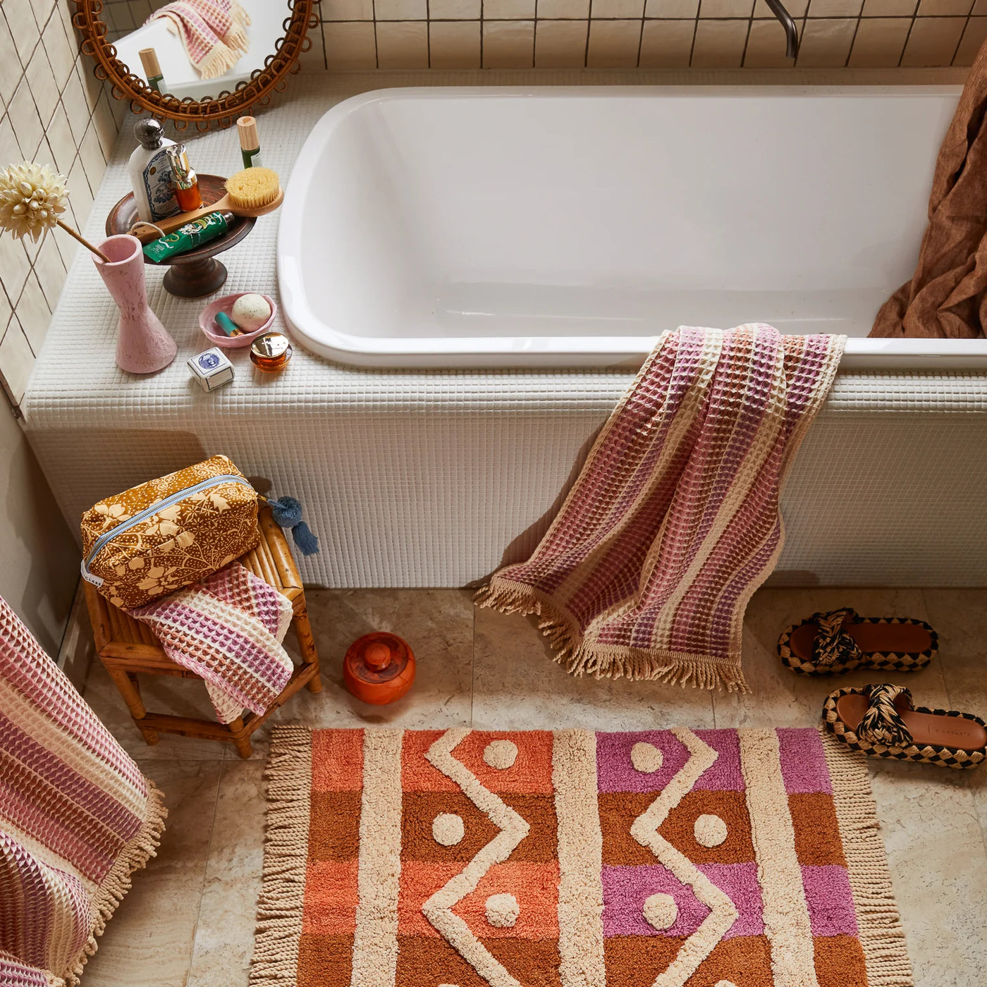 sage and clare kanti waffle tower range in ponsy placed beside the bath tub