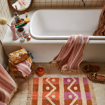 sage and clare kanti waffle tower range in ponsy placed beside the bath tub