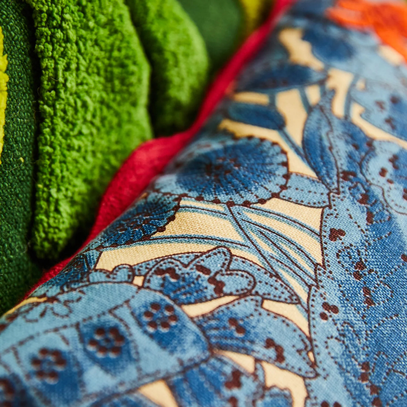 Lucia Embroidered Cushion - Cerulean