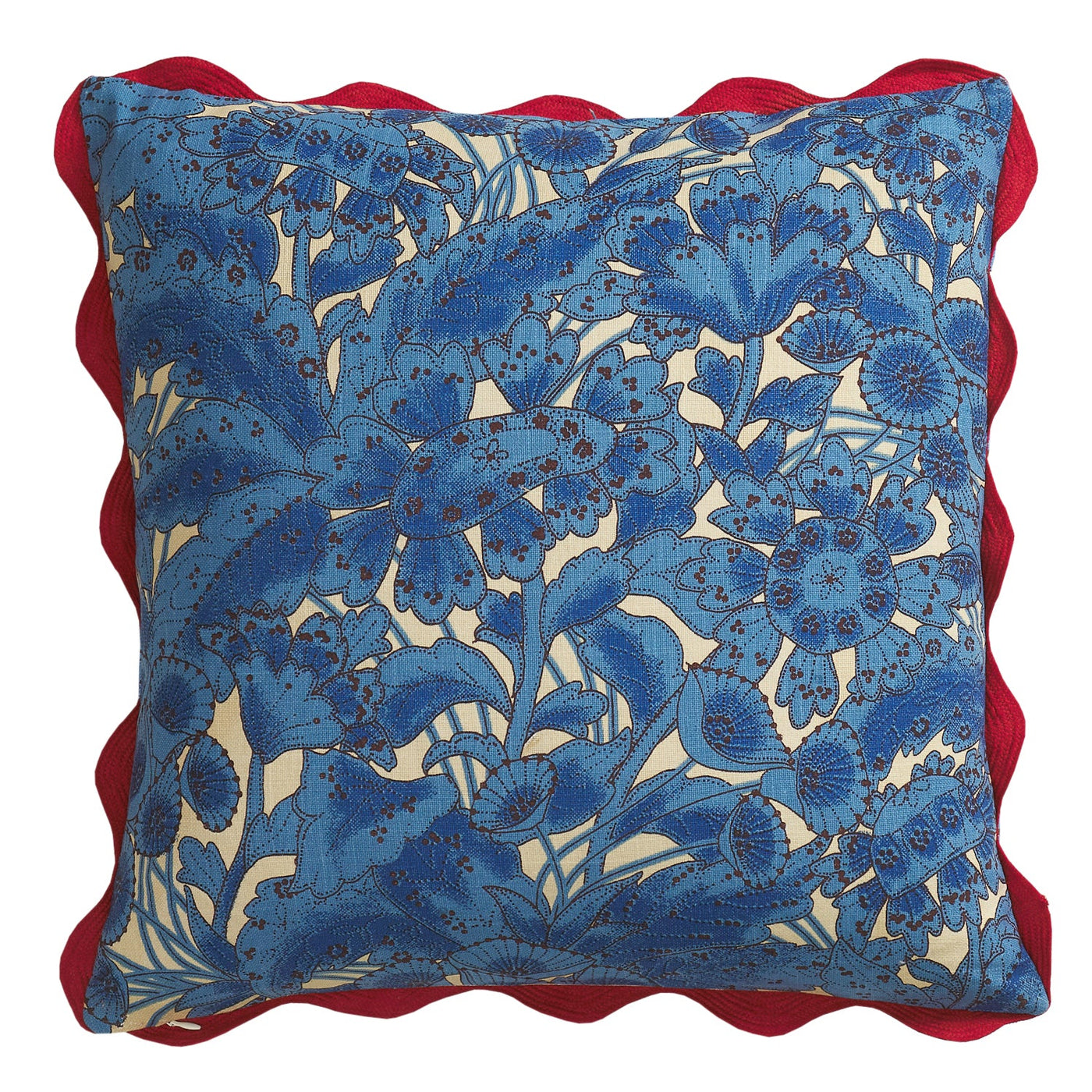 Lucia Embroidered Cushion - Cerulean