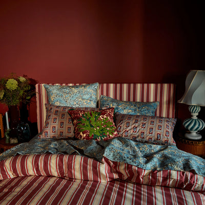 Lucia Embroidered Cushion - Crimson