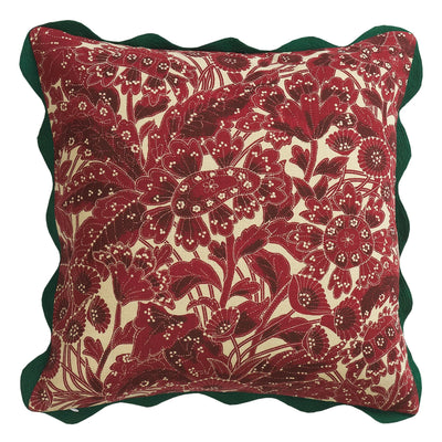 Lucia Embroidered Cushion - Crimson